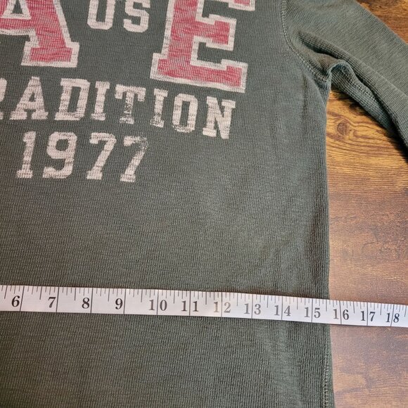American Eagle Vintage Fit Thermal Logo Shirt Size S Olive Green Stretch - Picture 6 of 8